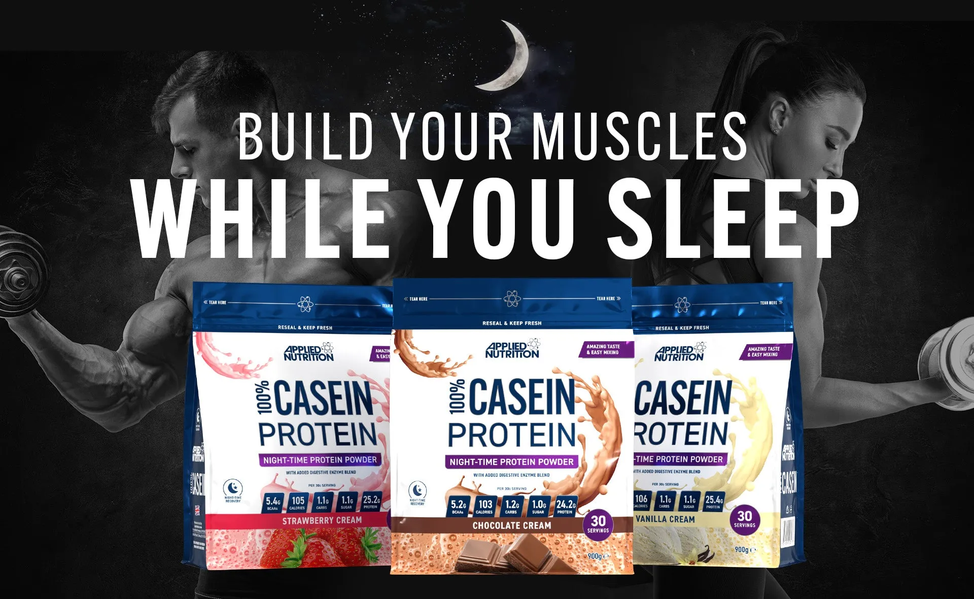 APPLIED NUTRITION CASEIN PROTETEIN WHEY PROTEIN NOCNI PROTEIN COKOLADA VANILIJA