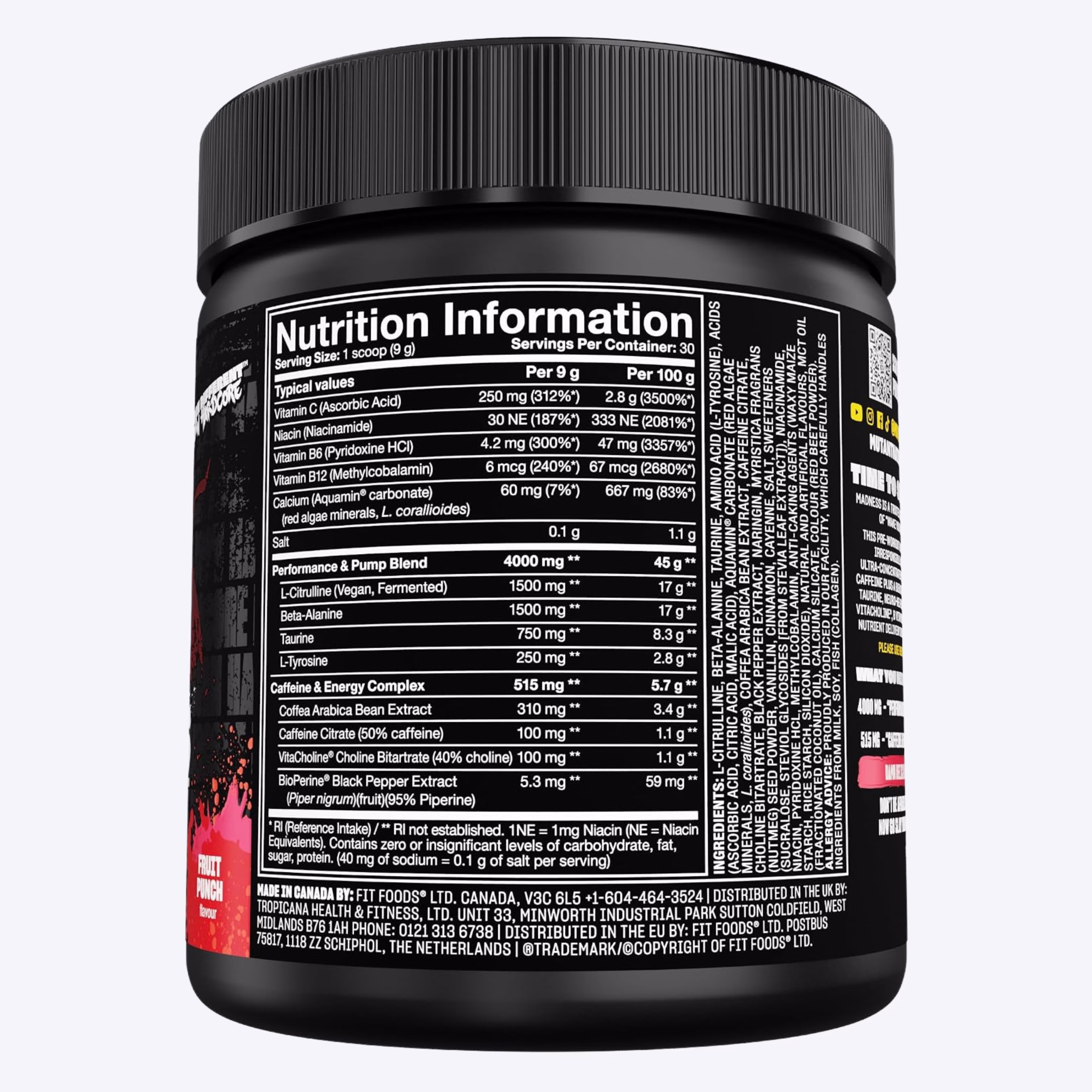 mutant madness 270g preworkout