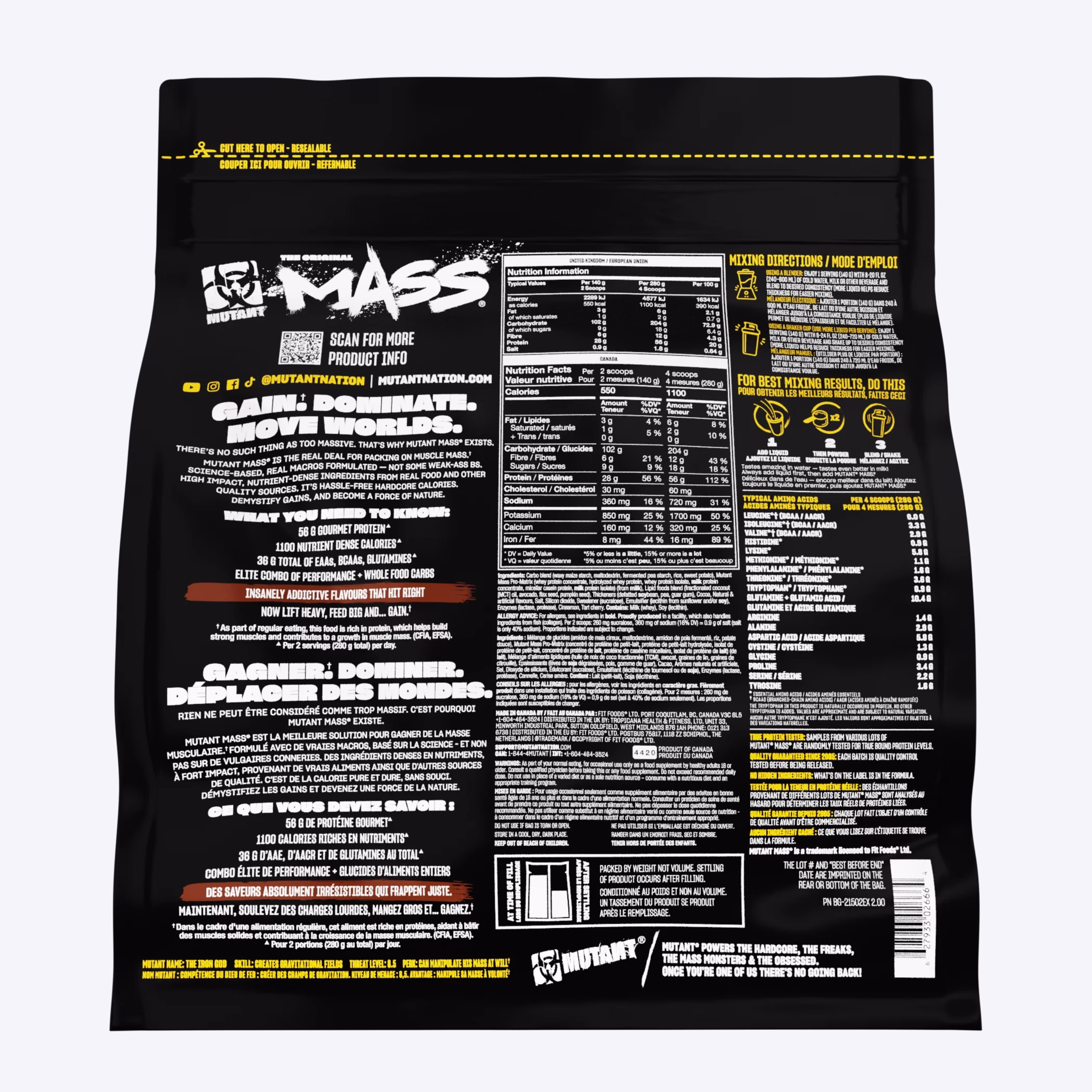 mutant mass gainer 2270g za dobijanje mase i za debljanje