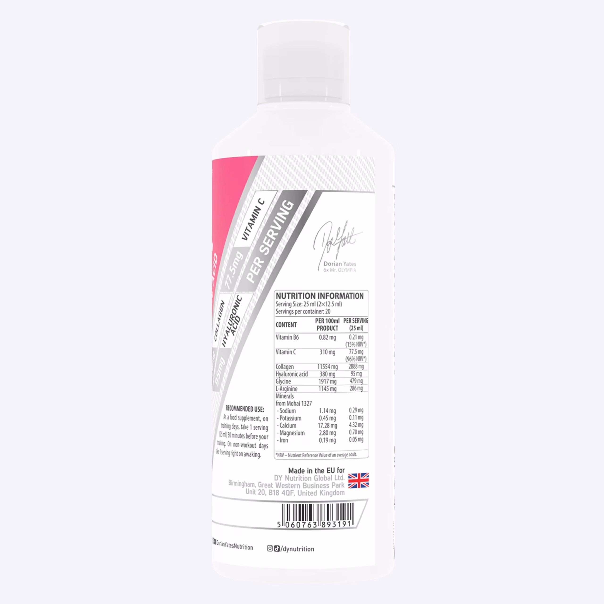 Dorian Yates Liquid Collagen +Vitamin C+Hyeluronic Acid 500ml tecni kolagen