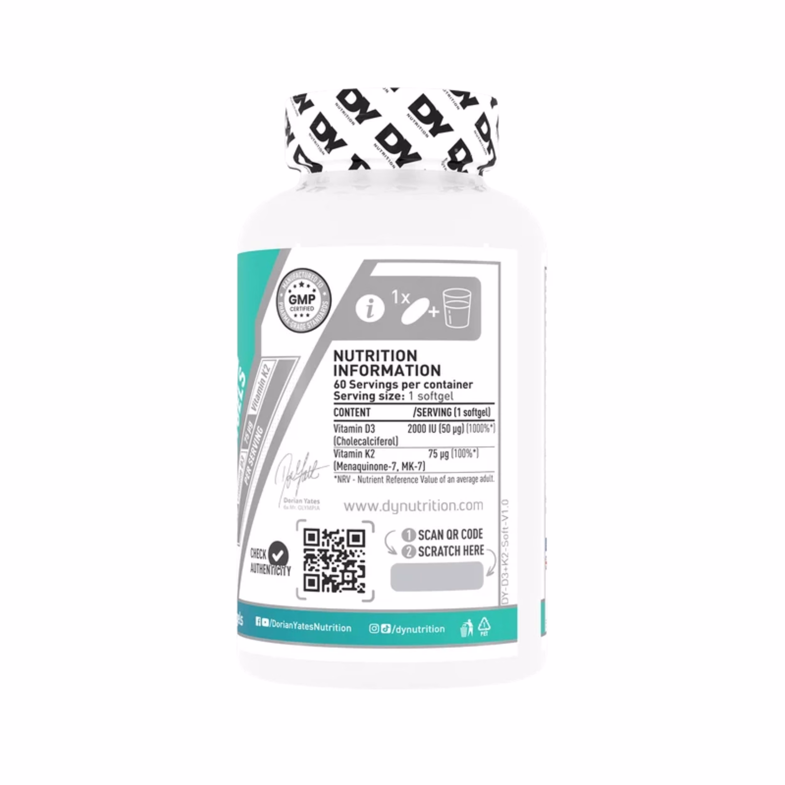 Dorian Yates Vitamin D3+K2 30 kapsula - Slika 2