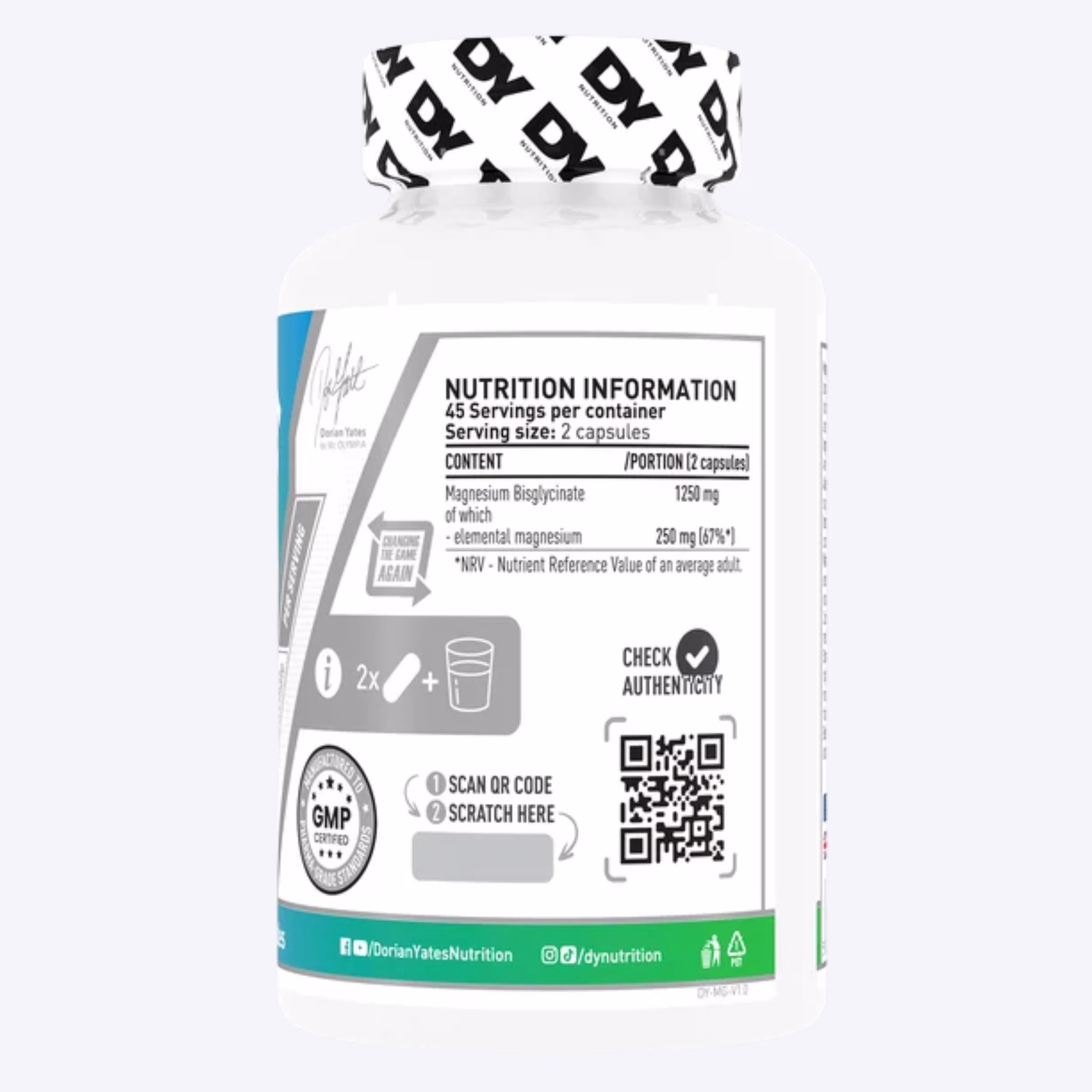 Dorian Yates Magnesium Bisglycinate 625mg 90 kapsula magnezij bisglicinat za nervni sistem i oporavak