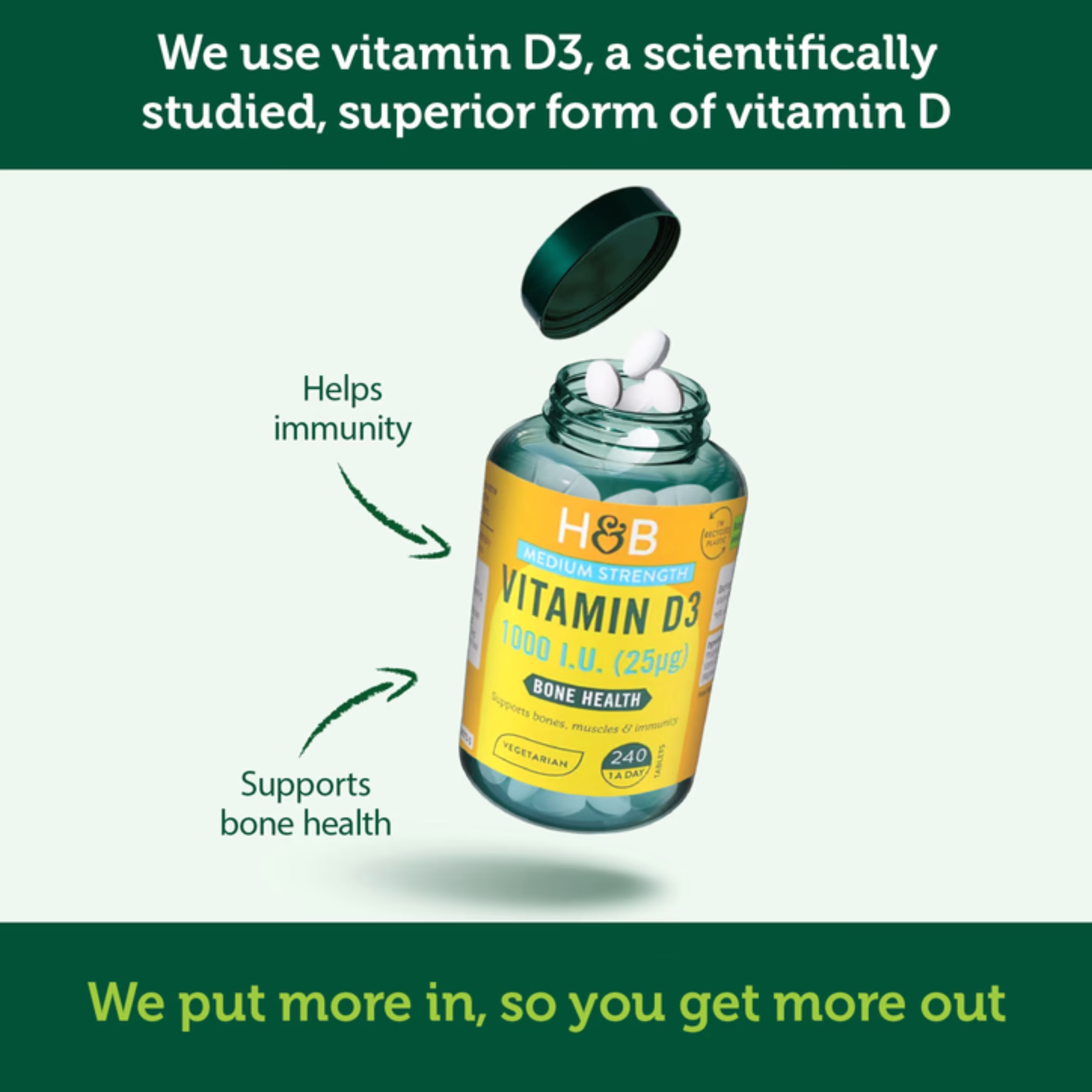 Holland & Barrett Vitamin D3 3000IU 120 tableta - Slika 2