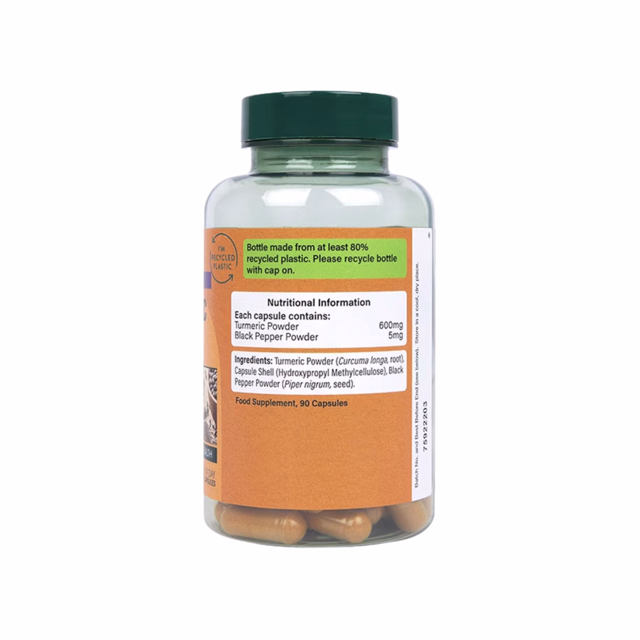 Holland & Barrett Turmeric With Black Pepper 600mg 90 kapsula - Slika 2