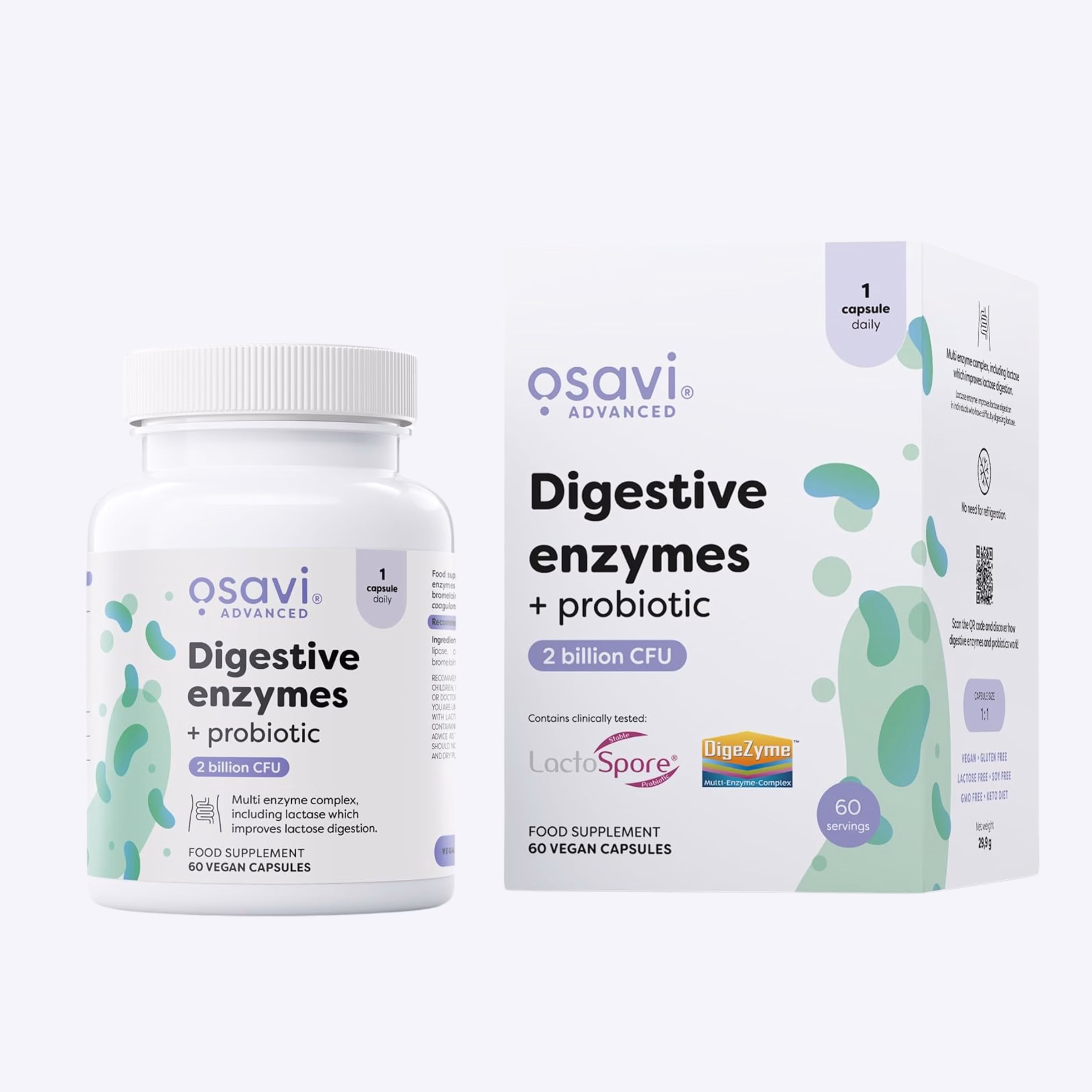 osavi digestive enzymes + probiotic 60 kapsula digestivni enzimi probiotik za zdravlje stomaka lactospore
