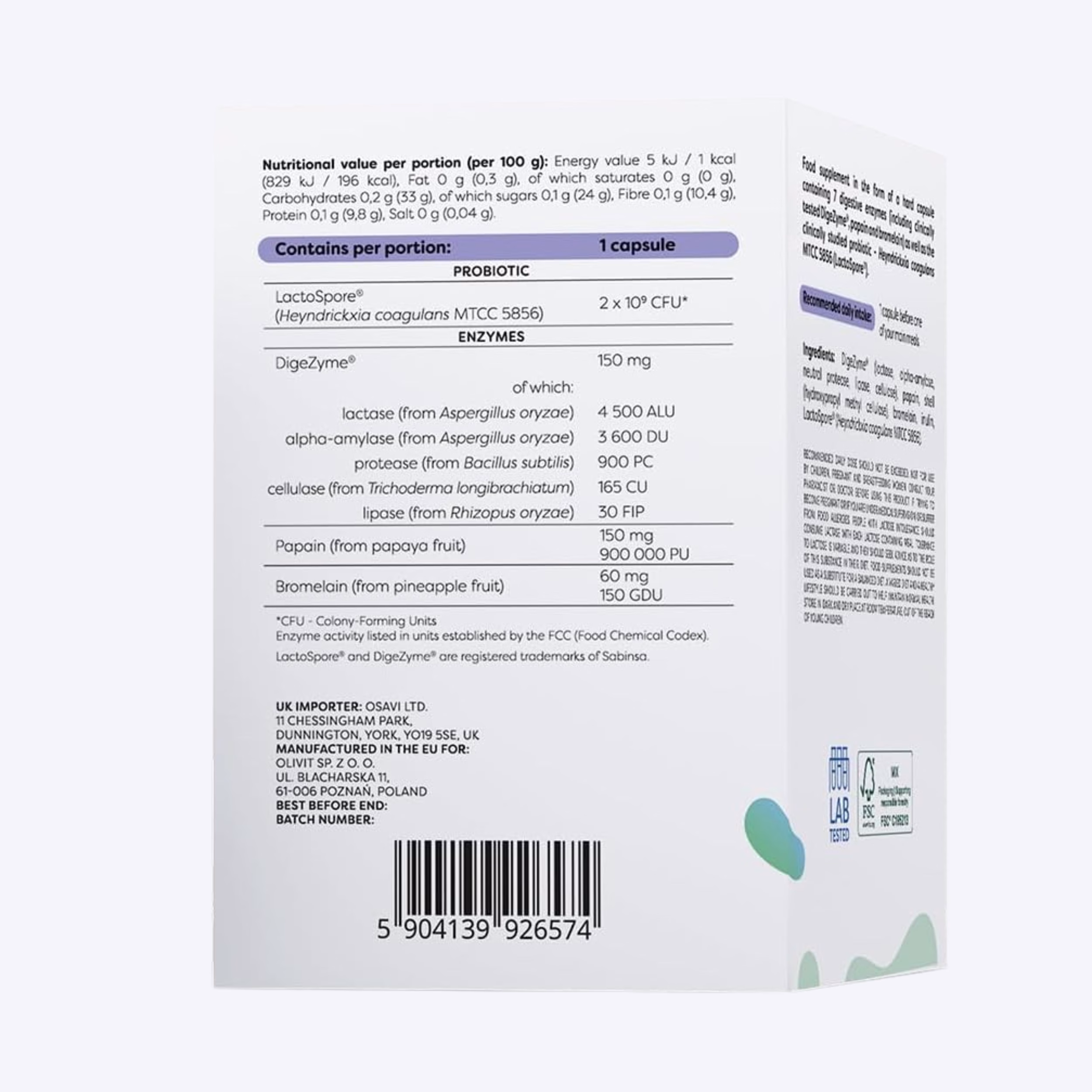 osavi digestive enzymes + probiotic 60 kapsula digestivni enzimi probiotik za zdravlje stomaka lactospore