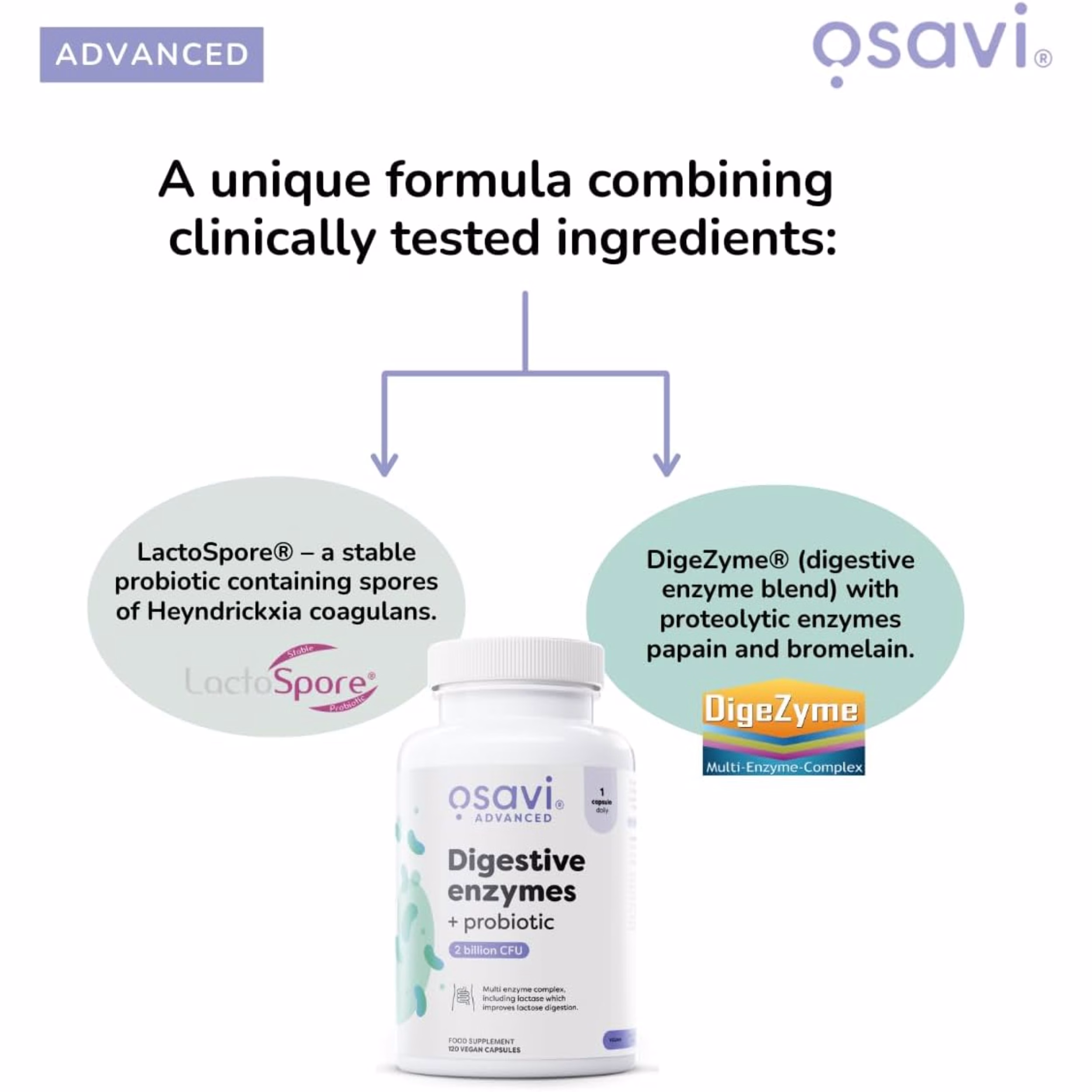 osavi digestive enzymes + probiotic 60 kapsula digestivni enzimi probiotik za zdravlje stomaka lactospore
