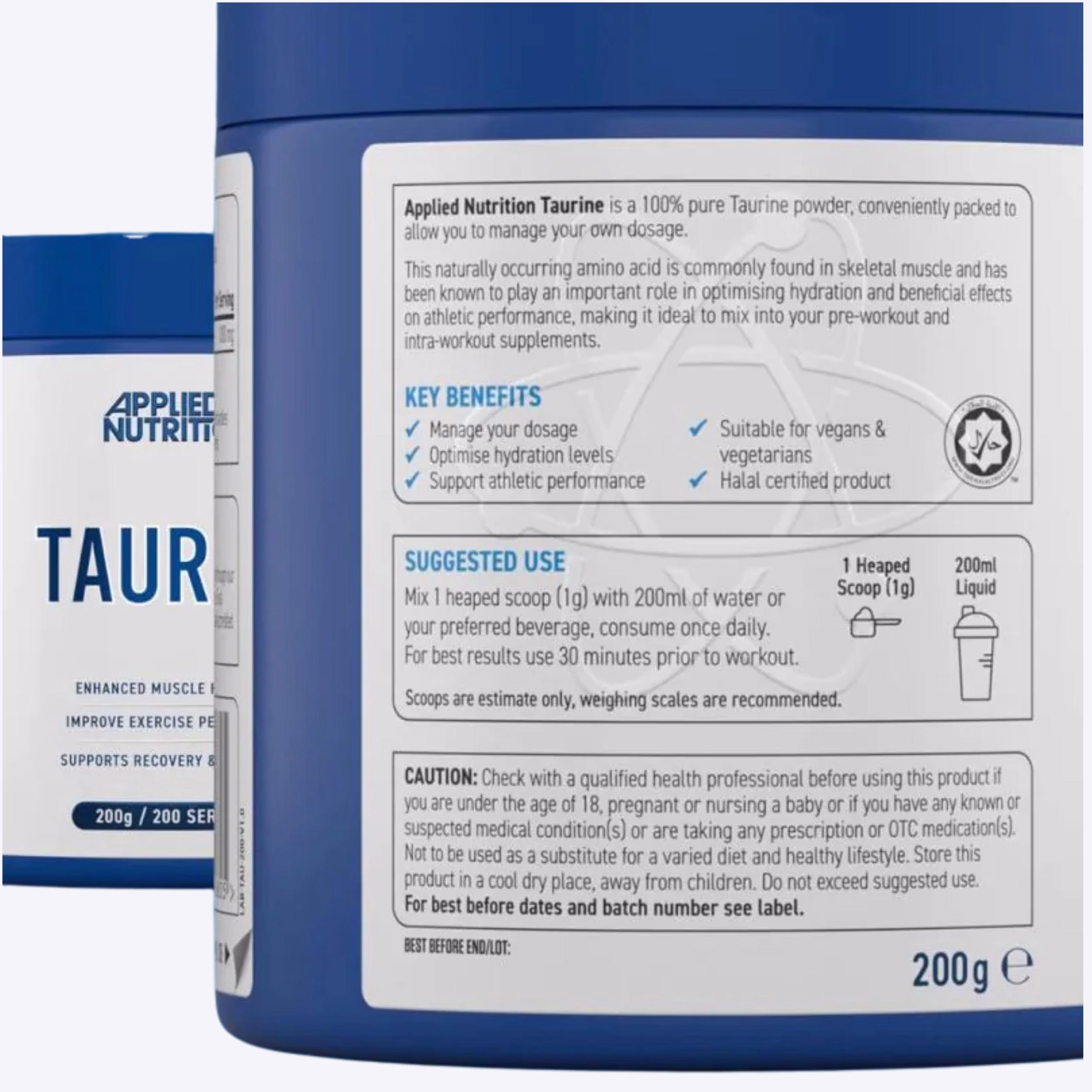 Applied Nutrition Taurine 1000mg 200g - Slika 2