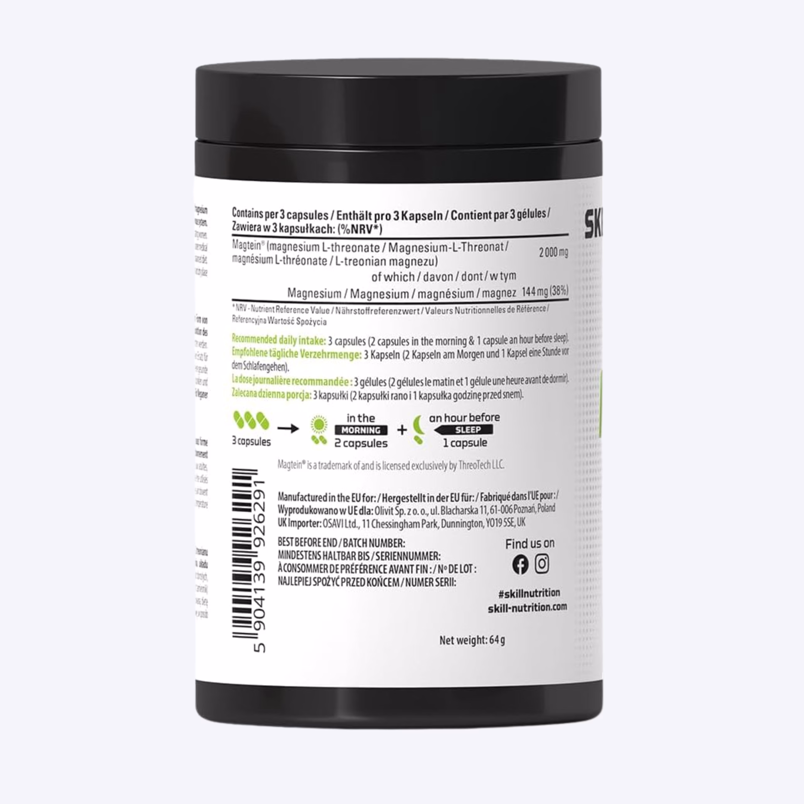 Skill Nutrition Magtein® Magnesium L-Threonate 90 kapsula magnezij treonat
